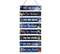 HPNIUB Space Bedroom Accessories - Inspiring Quote Wall Art, Positive Affirmations Nasa Planets & Solar System Boys/Girls Room Decor