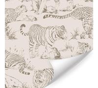 HPNIUB Tiger and Leopard Wallpaper Peel and Stick Vintage Safri Animals Removable Contact Paper Forest Jungle Wildlife Self Adhesive Paper Retro Woodland Themed Wall Mural for Living Room(44 * 300cm)