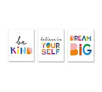 HPNIUB Unframed Watercolor Words Inspirational Quote Minimalist Typography Art Print Set of 3 (12”X16”) Canvas Painting,Motivational Phrases Wall Art Poster For Kids Room Home Decor,No Frame