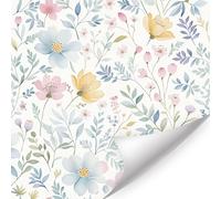 HPNIUB Watercolor Floral Wallpaper, Peel and Stick Self-Adhesive Wall Stickers, Botanical Flower Wallpaper for Bathroom Bedroom Living Room Nursery Boho Home Decor(17.3 x 118.1 inch)