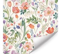 HPNIUB Watercolor Pink Floral Wallpaper, Peel and Stick Self-Adhesive Wall Stickers,Colorful Botanical Flower Wallpaper for Bathroom Bedroom Living Room Nursery Boho Home Decor(44 * 300cm)