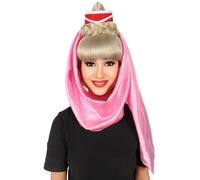 HPO 60s American Sitcom Genie Wig for Women- Pink Headscarf- TV/Film Genie