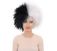 HPO 80's Rock Star Disco Women's Wig - Breathable - Straight Texture Spiky Style 80s Wigs for Halloween, Cosplay, and Parties, Black & White