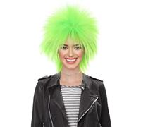 HPO 80's Rock Star Disco Women's Wig - Breathable - Straight Texture Spiky Style 80s Wigs for Halloween, Cosplay, and Parties, Lime