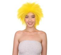 HPO 80's Rock Star Disco Women's Wig - Breathable - Straight Texture Spiky Style 80s Wigs for Halloween, Cosplay, and Parties, Yellow