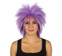 HPO 80's Rock Star Disco Women's Wig - Breathable - Straight Texture Spiky Style 80s Wigs for Halloween, Cosplay, and Parties, Lilac