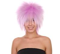 HPO 80's Rock Star Disco Women's Wig - Breathable - Straight Texture Spiky Style 80s Wigs for Halloween, Cosplay, and Parties, Light Purple