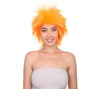 HPO 80's Rock Star Disco Women's Wig - Breathable - Straight Texture Spiky Style 80s Wigs for Halloween, Cosplay, and Parties, Light Orange