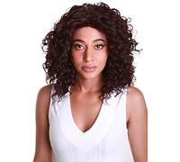 HPO Ada Curly 17.5 Inch Long 13x2.5 Hand-Tied Lace Front Wig, Good Heat Resistant Fiber, 20+ Shades of Natural, Dip Dyed, & Blended Colors (Medium Red and Black Blend)