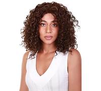 HPO Ada Curly 17.5 Inch Long 13x2.5 Hand-Tied Lace Front Wig, Great Heat Resistant Fiber, 20+ Shades of Natural & Blended Colors (#F4/27 - Brown with Golden Highlights)