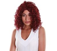 HPO Ada Curly 17.5 Inch Long 13x2.5 Hand-Tied Lace Front Wig, Great Heat Resistant Fiber, 20+ Shades of Natural, Dip Dyed, & Blended Colors (#530 - Deep Red)