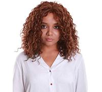 HPO Ada Curly 17.5 Inch Long 13x2.5 Hand-Tied Lace Front Wig, Heat Resistant Fiber, 20+ Shades of Natural, Dip Dyed, & Blended Colors (#BX303 - Copper Auburn Blend)