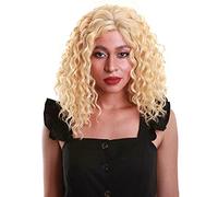 HPO Ada Curly 17.5 Inch Long 13x2.5 Hand-Tied Lace Front Wig, Heat Resistant Fiber, 20+ Shades of Natural, Dip Dyed, & Blended Colors (#BX6327 - Golden Blonde over Dark Blonde)