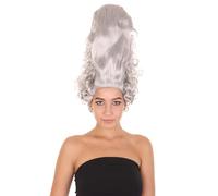 HPO Adult Colonial Beehive Wig in Ideal for Halloween Celebration, Flame-Retardant Fiber- Grey