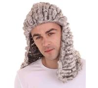 HPO Adult Men Historical Judge Grey Wig-Flame-retardant Synthetic Fiber - Halloween, Cosplay or Theatre Wig