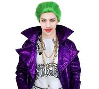 HPO Adult Men’s Prankster Joker Villian Wig in Green | Flame-Retardant with Adjustable Design for Adult | Ideal for Halloween Cosplay and Costume Party