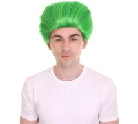 HPO Adult Men’s Prankster Wig in Lime Green | Flame-Retardant with Adjustable Design for Adult | Ideal for Halloween Cosplay and Costume Party