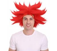 HPO Adult Men's Anime Spike Wig, Adult Halloween Party and TV/Movie Cosplay Wigs for Men, Flame-Retardant - Red
