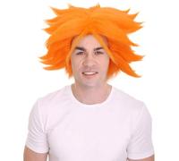 HPO Adult Men's Anime Spike Wig, Adult Halloween Party and TV/Movie Cosplay Wigs for Men, Flame-Retardant - Orange
