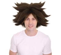 HPO Adult Men's Anime Spike Wig, Adult Halloween Party and TV/Movie Cosplay Wigs for Men, Flame-Retardant - Brown