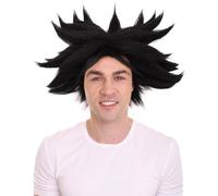 HPO Adult Men's Anime Spike Wig, Adult Halloween Party and TV/Movie Cosplay Wigs for Men, Flame-Retardant - Black