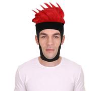 HPO Adult Men's Comic Mutant with Kinetic Power Wig, Flame-Retardant Hair for Men, Perfect for Halloween Cosplay and Costume Party - Red
