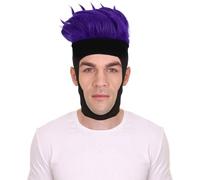 HPO Adult Men's Comic Mutant with Kinetic Power Wig, Flame-Retardant Hair for Men, Perfect for Halloween Cosplay and Costume Party - Dark Purple