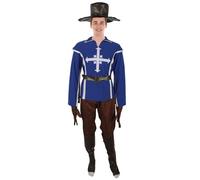 HPO Adult Men's French Historical Costume - Blue Soldier Outfit with Dress, Hat, Belt, Shoes & Gloves - Small