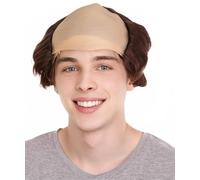 HPO Adult Men's Friar Wig in Brown with Bald Cap - Great for Halloween and Themed Events, Flame-retardant Synthetic Fiber