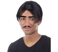 HPO Adult Men's Gothic Spooky Wig -Father Adam Style, Flame-Retardant Synthetic Fiber for TV/Film- Black