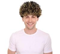 HPO Adult Men's Spanish Football-Inspired Curly Wig - Brown Short Style Wigs for Halloween, Cosplay, Sport-Themed Parties & Costume Events