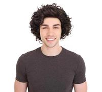 HPO Adult Short Curly Dark Brown Thriller Wig - Lightweight Synthetic Fiber, Perfect for Halloween, 80's Costumes, and Themed Events