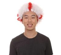 HPO Adult Unisex England Jumbo Sport Fun Wigs | Afro Patriotic Wig with Breathable for Men and Women| Wig Perfect for Sport's and Halloween Cosplay