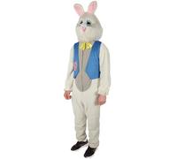 HPO Adult Unisex Fance Multicolor Eastern Bunny Bundle Set, Suitable for Halloween Jumpsuit, Vest, Hood, Nose & Mask, Flame-retardant Synthetic Fabric - X-Large