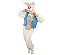 HPO Adult Unisex Fance Multicolor Eastern Bunny Costume Set, Suitable for Halloween Jumpsuit, Vest, Hood, Nose, Flame-retardant Synthetic Fabric - Medium