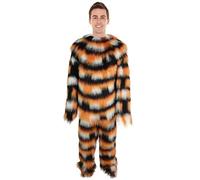HPO Adult Unisex Fur Tiger Multicolor Costume | Realistic Fur Suit Ideal for Halloween and Jungle Cosplay - Medium