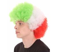 HPO Adult Unisex Iran Sport Afro Fun Wigs - Jumbo Curly Patriotic Costume Wig with Breathable Cap for Men & Women - Perfect for Halloween, Sport's & Cosplay Parties
