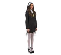 HPO Adult Women Elegant Naughty Nun Dress for Black Costume Flame Retardant Synthetic Fabric - L