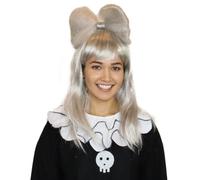 HPO Adult Women’s Bun Wig for TV/Movie Long Butterfly Wig, Flame-Retardant Fiber, Great for Halloween - Grey
