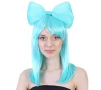 HPO Adult Women’s Bun Wig for TV/Movie Long Butterfly Wig, Flame-Retardant Fiber, Great for Halloween - Ligth Blue