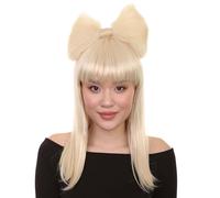 HPO Adult Women’s Bun Wig for TV/Movie Long Butterfly Wig, Flame-Retardant Fiber, Great for Halloween - Blonde