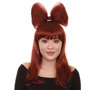 HPO Adult Women’s Bun Wig for TV/Movie Long Butterfly Wig, Flame-Retardant Fiber, Great for Halloween - Dark Auburn