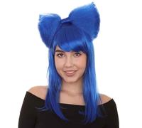 HPO Adult Women’s Bun Wig for TV/Movie Long Butterfly Wig, Flame-Retardant Fiber, Great for Halloween - Dark Blue