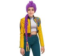 HPO Adult Women’s K-Pop Futuristic Warrior Wig with Long Purple Fantasy Braid | Pop Star Inspired Halloween Cosplay Wigs | Synthetic Hairpiece for Anime, Parties & Stage Performances
