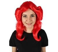 HPO Adult Women's 70s Flick Feathered Retro Wig - Vintage Style Synthetic Hairpiece for Halloween, and Costume Party - Red