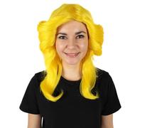 HPO Adult Women's 70s Flick Feathered Retro Wig - Vintage Style Synthetic Hairpiece for Halloween, and Costume Party - Yellow