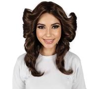 HPO Adult Women's 70s Flick Feathered Retro Wig - Vintage Style Synthetic Hairpiece for Halloween, and Costume Party - Brown