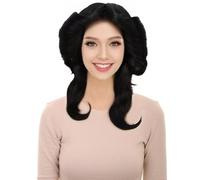 HPO Adult Women's 70s Flick Feathered Retro Wig - Vintage Style Synthetic Hairpiece for Halloween, and Costume Party - Black
