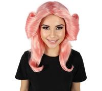 HPO Adult Women's 70s Flick Feathered Retro Wig - Vintage Style Synthetic Hairpiece for Halloween, and Costume Party - Pink