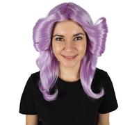 HPO Adult Women's 70s Flick Feathered Retro Wig - Vintage Style Synthetic Hairpiece for Halloween, and Costume Party - Purple